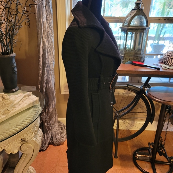 Bebe Knee Length Black Wool Pea Coat, in Size Extra Small.  H04 - Picture 7 of 16